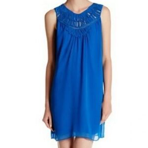 MAX Studio: Sleeveless Dress with Crochet detail, Royal Blue, Medium